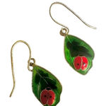 Avon enamel Ladybug pierced dangle earrings Green Photo 0
