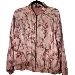 Haute Hippie  SZ L Clara Bomber Jacket Pink Floral Satin Zip Ruffle Photo 0