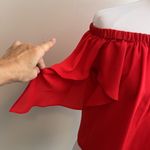 Amanda Uprichard Red Off Shoulder Flutter Sleeve Top Photo 3