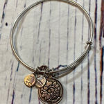 ALEX AND ANI  Mom Floral Charm Silver Bangle Bracelet Photo 0