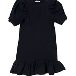 Ulla Johnson  Landry Sweatshirt Dress Black Puff Sleeve Ruffle Hem Womens Size P Photo 1