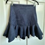 AQUA  Navy Ruffled Faux Suede Skirt, Size Small Photo 0