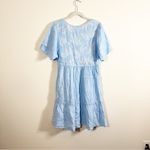 120% Lino Blue Tiered Glitter Mini Dress Palm Print Size XS Photo 5