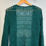Maurice's Women’s Pointelle Open Stitch Cardigan Emerald Green Photo 7