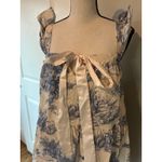 Blue and cream toile mini dress small Photo 4