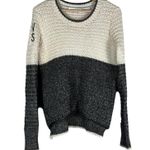 Victoria's Secret Victoria’s Secret Sweater Womens XS Gray Cream Colorblock Knit Logo Sleeve Cozy Photo 0