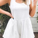 Listicle White Romper with Ties Photo 0