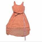 AUW  Lace Hi-Low Sleeveless Belt Flowy Tunic Dress‎ Peach Medium Photo 3