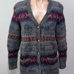 Ralph Lauren Polo  Alpaca Wool Cardigan Sweater Medium Gray Stripe Photo 0