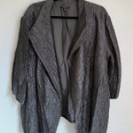 Eileen Fisher Mirage Crinkle Silk 3/4 Sleeve Jacquard Blazer Jacket Gray 1X Photo 0