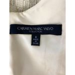 Carmen Marc Valvo  Metallic Gold Chain Belt Linen Blend Elegant Sleeveless Gown 8 Photo 2