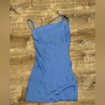 Nasty Gal  Satin Mini Dress Blue US 2 Petite Satin Cowl Neck Photo 5