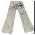 Miss Me  Tan Cream USA Embroidered Bootcut Flare Pants Size Medium Y2K 2000s Photo 5