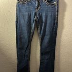 L.A. Idol Bootcut Rhinestones Accent Contrast Stitches Dark Wash Flap Pockets 7 Blue Size undefined Photo 5