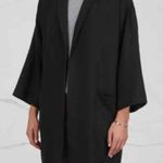 Eileen Fisher Black Woven Tencel Grain Long Silk Lined Jacket Medium $398 Photo 0