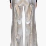 Avec Les Filles NEW! Avec Le Filles CROC Embossed Silver Wide-Leg Women's Pants Size 6 Leather Photo 1