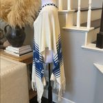 Wildfox Frida Traveler Fringe Oversized Blue White Sweater Poncho Size Small Photo 4