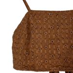 American Eagle  Eyelet Crop Top Womens M Brown Tie Back Boho Indie Festival Fall Photo 1