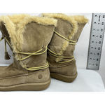 Womans Earth Shoe Miami Size 6 Tan Lined Lace Moccasin Mid calf Boots Brown Photo 3