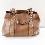 Gucci GG Vintage Signature Leather Bamboo Bar Woven Handles Tote Bag Purse Brown Photo 6