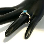 10K SOLID WHITE GOLD BLUE TOPAZ & DIAMOND RING (7.25) Photo 4