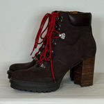 Lucky Brand ‘Bradli’ Boots In Brown Nubuck Leather Red Laces Women’s Size 9M Photo 0