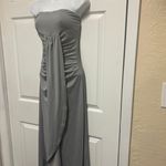 UNBRANDED Gray Strapless Slit Skirt Dress With Cropped Hem Size L Photo 3