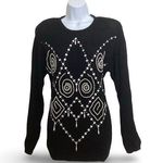 Crystal Kobe Holiday Beaded Sweater Black Photo 0