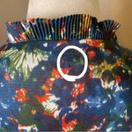 Vintage Claire Tiffany Traveler Abstract Ruffle Dress | Small | Pinup Rockabilly Blue Photo 7