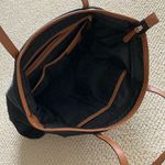 Michael Kors Shoulder Bag Tote Nylon Saffiano Leather Black Brown Handbag GUC Photo 8