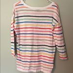 Talbots Colorful Striped V-Neck Sweater light weight 3/4 length sleeves Photo 3