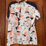 Coral Bay  1/4 Zip Polo Golf Shirt Women’s Medium White Navy Geometric Top Active Photo 2