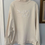 Superdry Edit Cream Funnel/Mock Neck Pullover Sweatshirt Side Slits – UK14/US 10 Photo 0