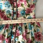 Katia Dress A Line Floral Cotton Ruffle Button Detail Sleeveless Beige Blue M Tan Size M Photo 5