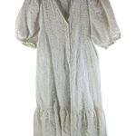 ZARA  Shift Dress Puff Sleeves Ruffle Textured Embroidered Floral White S Photo 0