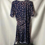 Motherhood Maternity WO SIZE LARGE WRAP DRESS NAVY W/ SALMON AND CREAM DESIGN Photo 10