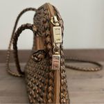 Vintage CEM Woven Leather Bronze, Metallic Gold, Silver Braided Strap Crossbody Gold Photo 2