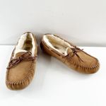 UGG  Dakota Moccasin Slipper Shearling Lined Chestnut Brown Suede 8 Photo 3