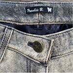 Frankie B. Grey and Black Flared Distressed Leather Jeans Gray Photo 2