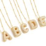 Letter H Initial Zircon Balloon Necklace Gold Photo 5