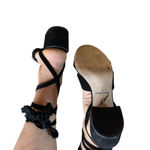 Brian Atwood  B-Astor Black Nubuck Ankle Wrap Block Heel Sandals Photo 6