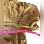 Downeast Golden-Brown Eyelet Blouse Top. Elastic Sleeves. Size Small. Autumn Photo 7