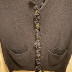 Juicy Couture Black Ruffle Trim V-Neck Wool, Cashmere, Viscose Blend Cardigan Photo 9