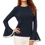 Navy blue bell sleeve shirt Photo 0