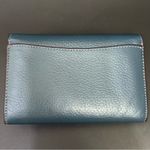 Coach Kleo Blue Dark Teal Pebbled Leather Buckle Snap Closure Wallet Photo 4
