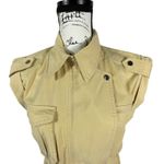 Elan Utility Safari Dress Jacket Yellow Belted Sleeveless Zip Front Women's S Photo 2