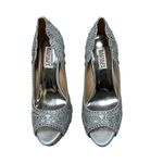 Badgley Mischka Badgley Mishka Whitney rhinestone peep toe slim stiletto women’s 8 silver heels Photo 4