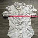 Diane Von Furstenberg  White Kailey Puff Sleeve Ruffle Button Down Top Cotton 4 Photo 9