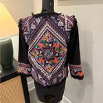 Billabong Hippie Boho Indie Colorful Textured Fringe Blazer Jacket Size Medium Photo 2