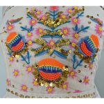 Boston Proper  Mexican Floral Embroidered Beaded Crochet Lace Strapless Dress 4 Photo 3